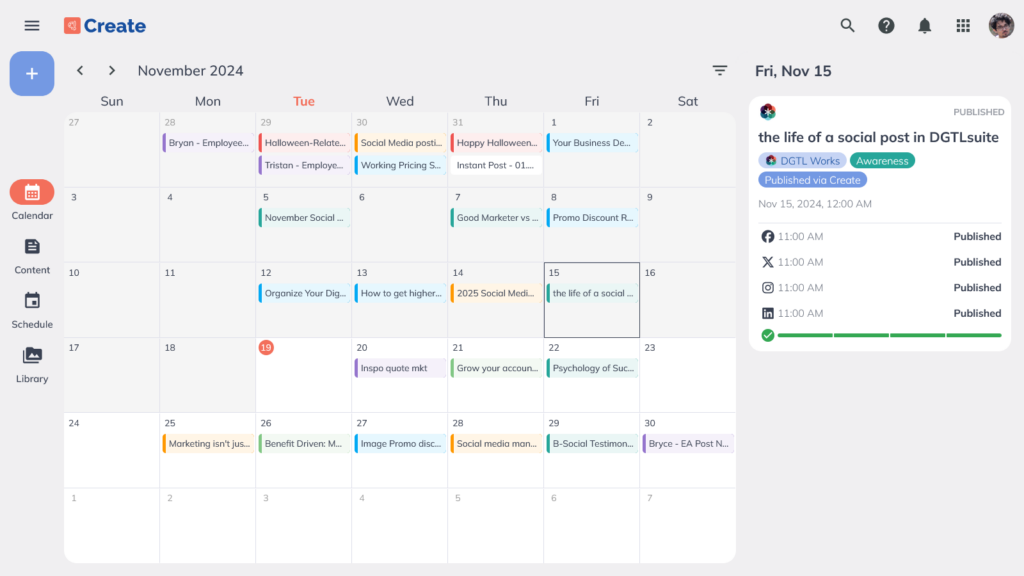 DGTL Create calendar