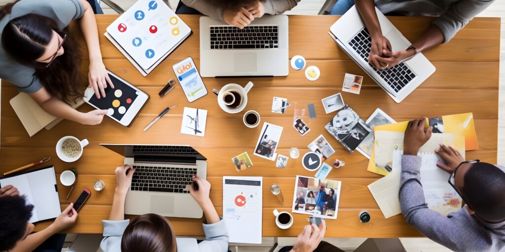 group of marketers working
