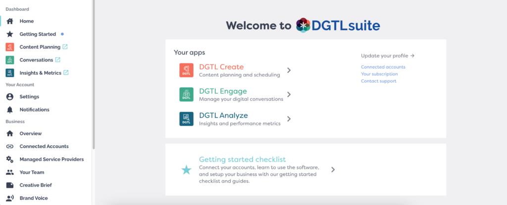 DGTLsuite dashboard