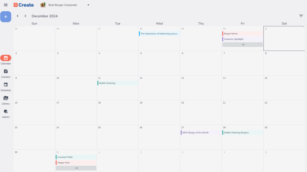 Social Media Content Calendar