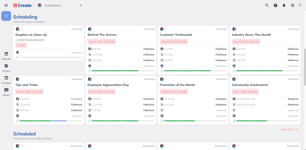 DGTL Create scheduling